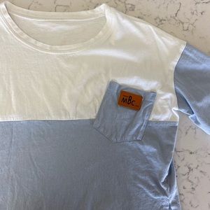 Blue and white cropped tee